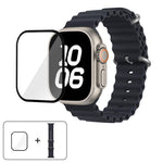 Ocean Silicone Watch Band with 3D Curved Film, For Apple Watch Series 40mm, For Apple Watch Ultra 2 / 1 49mm, For Apple Watch Series 45mm