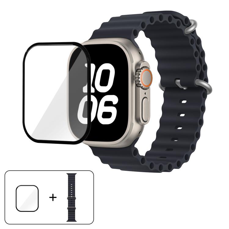 Ocean Silicone Watch Band with 3D Curved Film, For Apple Watch Series 40mm, For Apple Watch Ultra 2 / 1 49mm, For Apple Watch Series 45mm