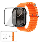 Ocean Silicone Watch Band with 3D Curved Film, For Apple Watch Series 41mm, For Apple Watch Series 38mm, For Apple Watch Series 42mm