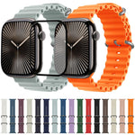 Ocean Silicone Watch Band with 3D Curved Film, For Apple Watch Series 10 46mm, For Apple Watch Series 10 42mm, For Apple Watch Series 44mm