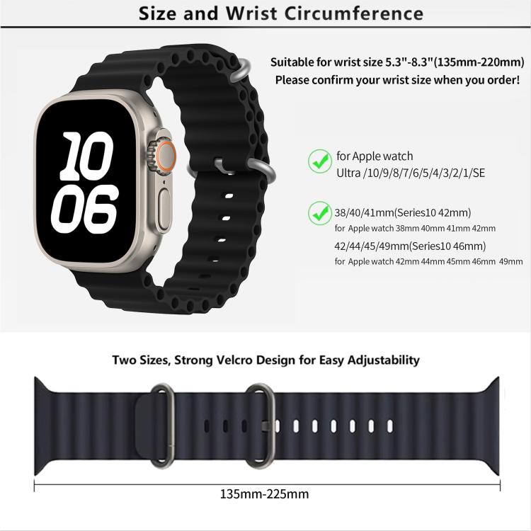 Ocean Silicone Watch Band with 3D Curved Film, For Apple Watch Series 41mm, For Apple Watch Series 38mm, For Apple Watch Series 42mm