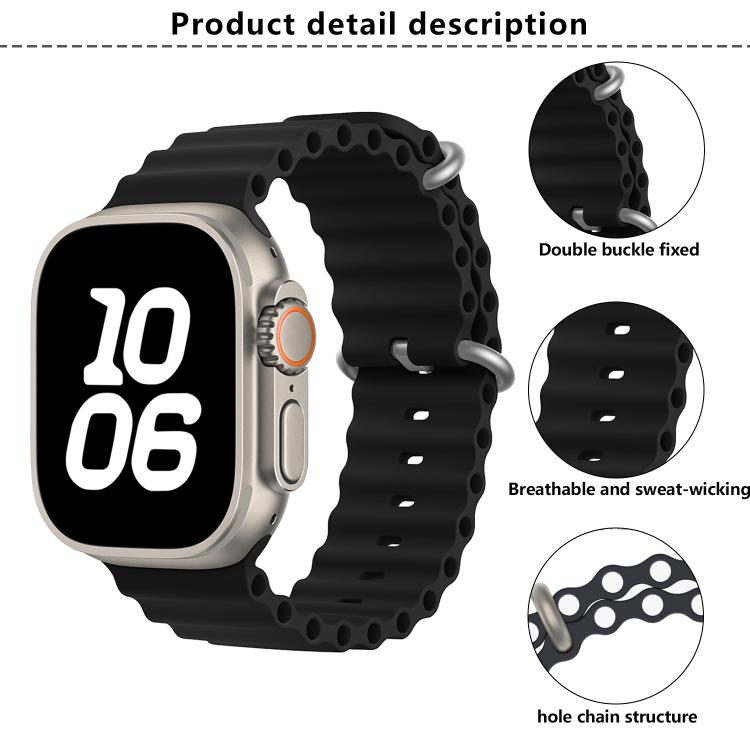 Ocean Silicone Watch Band with 3D Curved Film, For Apple Watch Series 40mm, For Apple Watch Ultra 2 / 1 49mm, For Apple Watch Series 45mm
