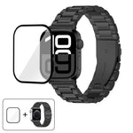 Three Beads Stainless Steel Watch Band with 3D Curved Film, For Apple Watch Series 10 46mm, For Apple Watch Series 10 42mm, For Apple Watch Series 44mm, For Apple Watch Series 40mm