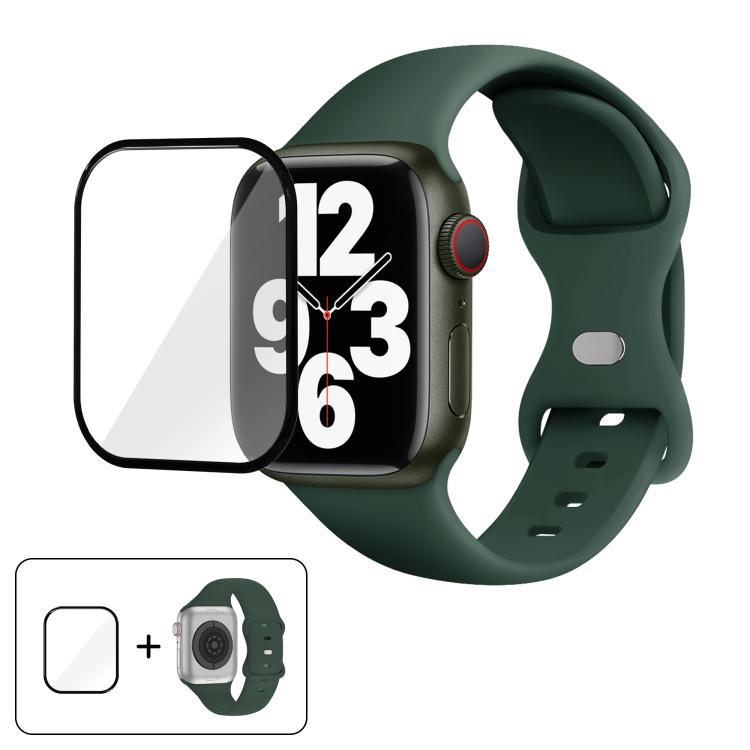Silikon-Uhrenarmband mit Schmetterlingsverschluss und 3D-gebogener Folie, für Apple Watch Series 10 (46 mm), Apple Watch Series 10 (42 mm) und Apple Watch Series 10 (44 mm)