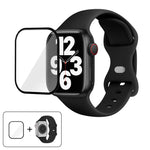 Butterfly Buckle Silicone Watch Band with 3D Curved Film, For Apple Watch Series 40mm, For Apple Watch Ultra 2 / 1 49mm, For Apple Watch Series 45mm