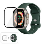 Butterfly Buckle Silicone Watch Band with 3D Curved Film, For Apple Watch Series 40mm, For Apple Watch Ultra 2 / 1 49mm, For Apple Watch Series 45mm