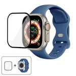 Butterfly Buckle Silicone Watch Band with 3D Curved Film, For Apple Watch Series 40mm, For Apple Watch Ultra 2 / 1 49mm, For Apple Watch Series 45mm
