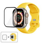 Butterfly Buckle Silicone Watch Band with 3D Curved Film, For Apple Watch Series 40mm, For Apple Watch Ultra 2 / 1 49mm, For Apple Watch Series 45mm