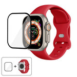 Butterfly Buckle Silicone Watch Band with 3D Curved Film, For Apple Watch Series 40mm, For Apple Watch Ultra 2 / 1 49mm, For Apple Watch Series 45mm