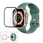 Butterfly Buckle Silicone Watch Band with 3D Curved Film, For Apple Watch Series 40mm, For Apple Watch Ultra 2 / 1 49mm, For Apple Watch Series 45mm