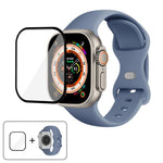Butterfly Buckle Silicone Watch Band with 3D Curved Film, For Apple Watch Series 40mm, For Apple Watch Ultra 2 / 1 49mm, For Apple Watch Series 45mm