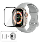 Butterfly Buckle Silicone Watch Band with 3D Curved Film, For Apple Watch Series 40mm, For Apple Watch Ultra 2 / 1 49mm, For Apple Watch Series 45mm