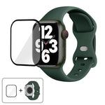 Butterfly Buckle Silicone Watch Band with 3D Curved Film, For Apple Watch Series 41mm, For Apple Watch Series 38mm, For Apple Watch Series 42mm