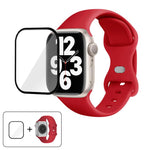 Butterfly Buckle Silicone Watch Band with 3D Curved Film, For Apple Watch Series 41mm, For Apple Watch Series 38mm, For Apple Watch Series 42mm