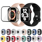 Silikon-Uhrenarmband mit Schmetterlingsverschluss und 3D-gebogener Folie, für Apple Watch Series 10 (46 mm), Apple Watch Series 10 (42 mm) und Apple Watch Series 10 (44 mm)