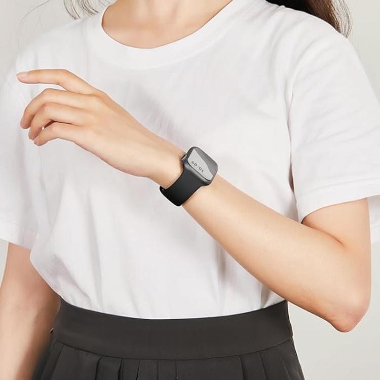 Butterfly Buckle Silicone Watch Band with 3D Curved Film, For Apple Watch Series 41mm, For Apple Watch Series 38mm, For Apple Watch Series 42mm