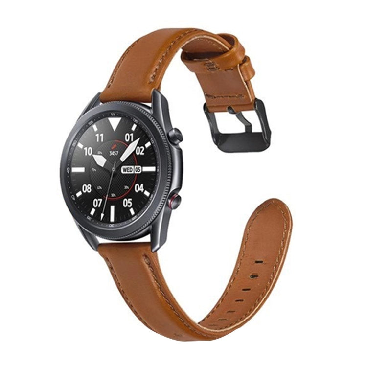 Flat Texture Leather Replacement Strap, For Samsung Galaxy Watch 3 41mm, For Samsung Galaxy Watch 3 45mm