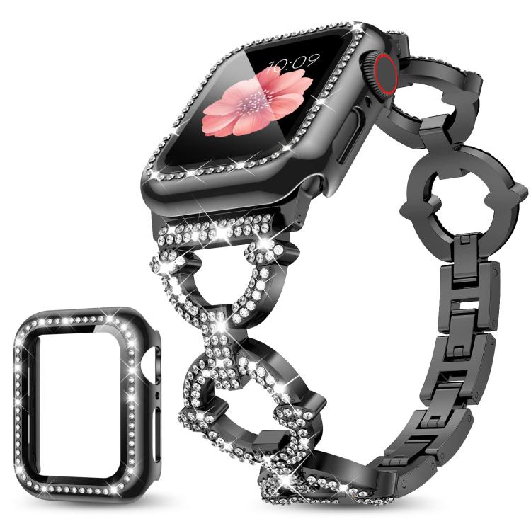 xDfind O-shaped Diamond Metal Watch Band with Tempered Film Integrated PC Cover, For Apple Watch Series 10 46mm, For Apple Watch Series 10 42mm, For Apple Watch Series 44mm, For Apple Watch Series 40mm, For Apple Watch Ultra 2 / 1 49mm                 ...