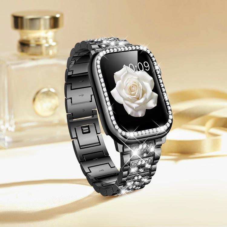 xDfind Diamond Jewelry Metal Watch Band with Case, For Apple Watch Series 10 46mm, For Apple Watch Series 10 42mm, For Apple Watch Series 44mm, For Apple Watch Series 40mm, For Apple Watch Ultra 2 / 1 49mm, For Apple Watch Series 45mm                  ...
