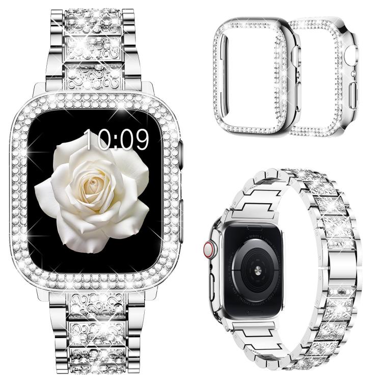 xDfind Diamond Jewelry Metal Watch Band with Case, For Apple Watch Series 10 46mm, For Apple Watch Series 10 42mm, For Apple Watch Series 44mm, For Apple Watch Series 40mm, For Apple Watch Ultra 2 / 1 49mm, For Apple Watch Series 45mm                  ...