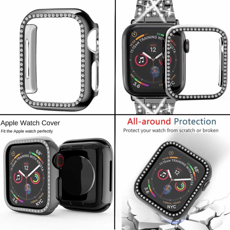 سوار ساعة معدني مجوهرات ماسية متلألئة من xDfind مع غطاء، لسلسلة Apple Watch 10 مقاس 46مم، لسلسلة Apple Watch 10 مقاس 42مم، لسلسلة Apple Watch مقاس 44مم، لسلسلة Apple Watch مقاس 40مم، لـ Apple Watch Ultra 2 / 1 مقاس 49مم، لسلسلة Apple Watch مقاس 45مم