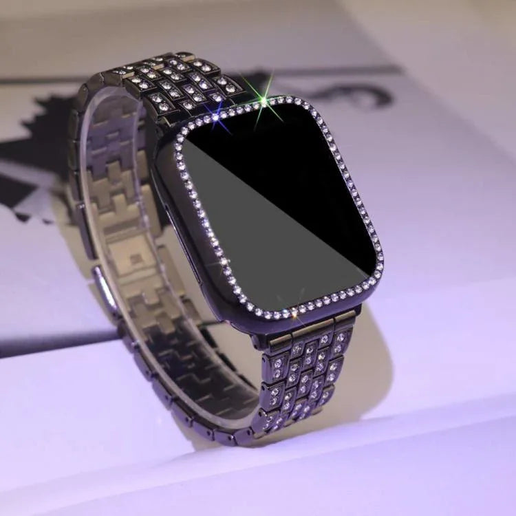 سوار ساعة معدني مجوهرات ماسية متلألئة من xDfind مع غطاء، لسلسلة Apple Watch 10 مقاس 46مم، لسلسلة Apple Watch 10 مقاس 42مم، لسلسلة Apple Watch مقاس 44مم، لسلسلة Apple Watch مقاس 40مم، لـ Apple Watch Ultra 2 / 1 مقاس 49مم، لسلسلة Apple Watch مقاس 45مم