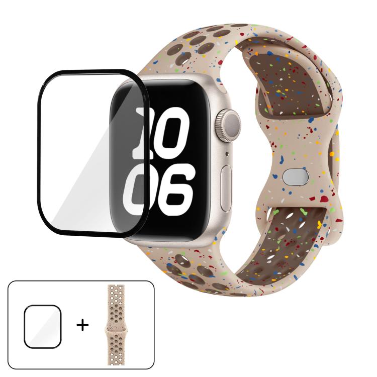 Butterfly Buckle Color Dot Silicone Watch Band with 3D Curved Film, For Apple Watch Series 42mm