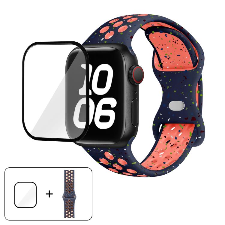 Butterfly Buckle Color Dot Silicone Watch Band with 3D Curved Film, For Apple Watch Series 42mm