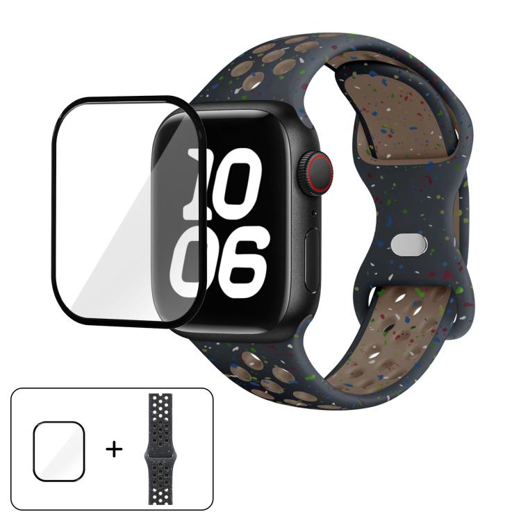 Butterfly Buckle Color Dot Silicone Watch Band with 3D Curved Film, For Apple Watch Series 42mm