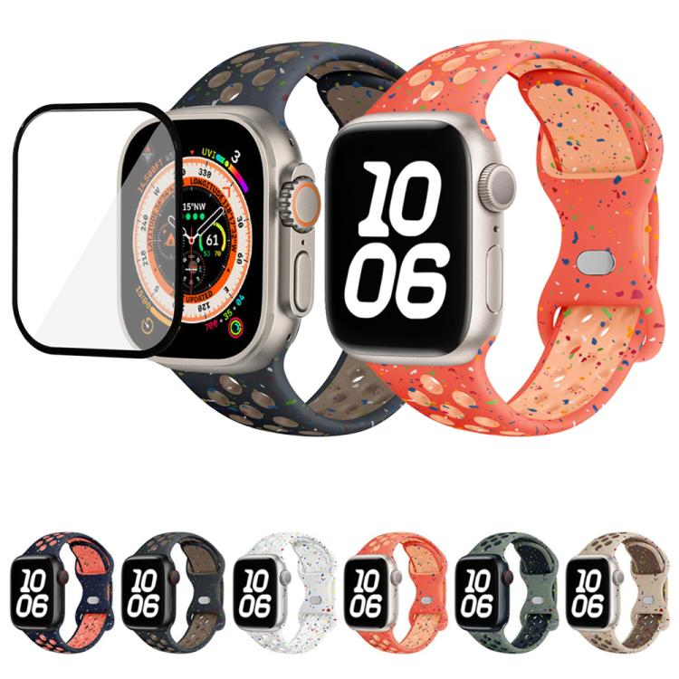 Butterfly Buckle Color Dot Silicone Watch Band with 3D Curved Film, For Apple Watch Series 42mm