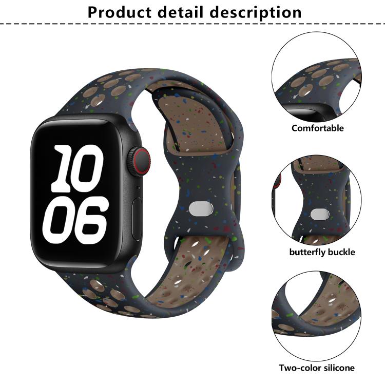 Butterfly Buckle Color Dot Silicone Watch Band with 3D Curved Film, For Apple Watch Series 42mm