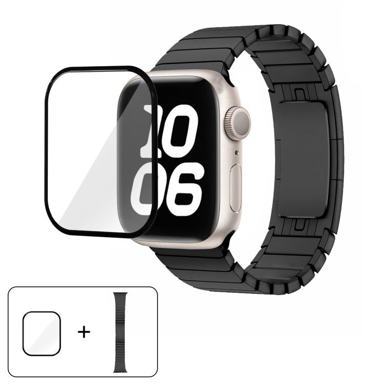 Original Buckle 316 Steel Watch Band with 3D Curved Film, For Apple Watch Series 10 46mm, For Apple Watch Series 10 42mm, For Apple Watch Series 44mm, For Apple Watch Series 40mm, For Apple Watch Ultra 2 / 1 49mm, For Apple Watch Series 45mm           ...