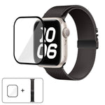 Umbrella Buckle Milanese Stainless Steel Watch Band with 3D Curved Film, For Apple Watch Series 10 46mm, For Apple Watch Series 10 42mm, For Apple Watch Series 44mm, For Apple Watch Series 40mm, For Apple Watch Ultra 2 / 1 49mm                         ...