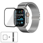 Umbrella Buckle Milanese Stainless Steel Watch Band with 3D Curved Film, For Apple Watch Series 10 46mm, For Apple Watch Series 10 42mm, For Apple Watch Series 44mm, For Apple Watch Series 40mm, For Apple Watch Ultra 2 / 1 49mm                         ...