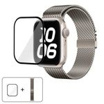 Umbrella Buckle Milanese Stainless Steel Watch Band with 3D Curved Film, For Apple Watch Series 10 46mm, For Apple Watch Series 10 42mm, For Apple Watch Series 44mm, For Apple Watch Series 40mm, For Apple Watch Ultra 2 / 1 49mm                         ...