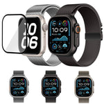 Umbrella Buckle Milanese Stainless Steel Watch Band with 3D Curved Film, For Apple Watch Series 10 46mm, For Apple Watch Series 10 42mm, For Apple Watch Series 44mm, For Apple Watch Series 40mm, For Apple Watch Ultra 2 / 1 49mm                         ...
