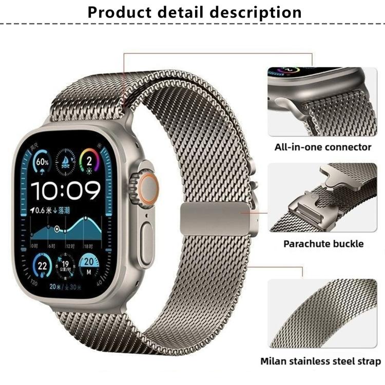 Umbrella Buckle Milanese Stainless Steel Watch Band with 3D Curved Film, For Apple Watch Series 10 46mm, For Apple Watch Series 10 42mm, For Apple Watch Series 44mm, For Apple Watch Series 40mm, For Apple Watch Ultra 2 / 1 49mm                         ...