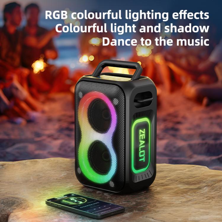 مكبر صوت بلوتوث محمول خارجي RGB ملون ستيريو Zealot PT02 بقوة 60 واط