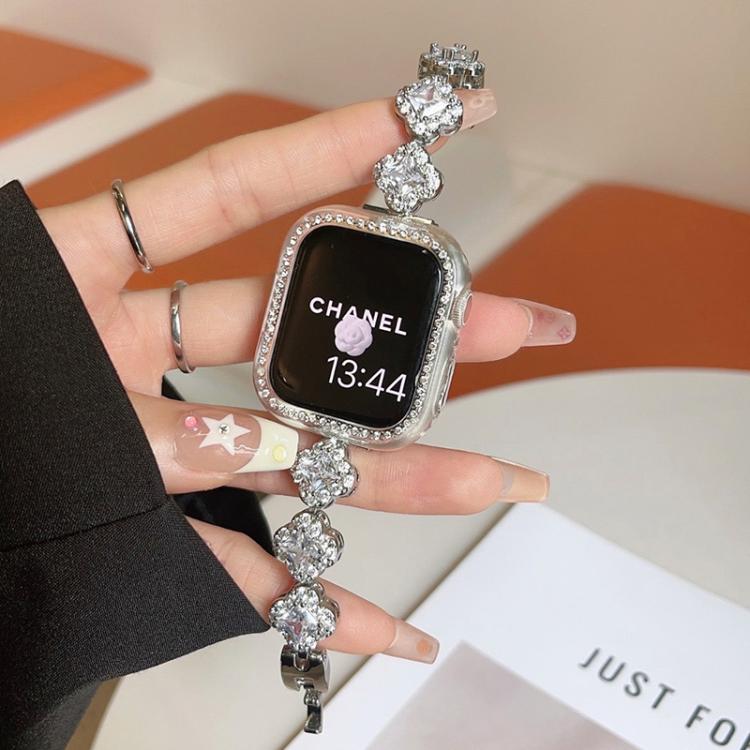 xDfind Four-leaf Clover Diamond Metal Watch Band, For Apple Watch 42 / 44 / 45 / 46 / 49mm, For Apple Watch 38 / 40 / 41 / S10 42mm