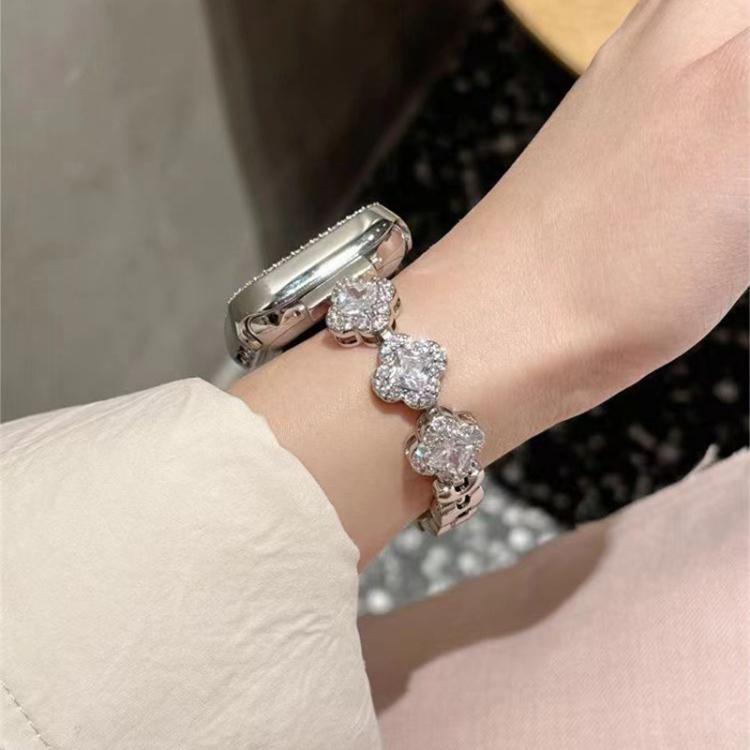 xDfind Four-leaf Clover Diamond Metal Watch Band, For Apple Watch 42 / 44 / 45 / 46 / 49mm, For Apple Watch 38 / 40 / 41 / S10 42mm