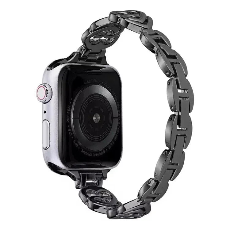 سوار ساعة معدني ماسي بتصميم القلب المزدوج من xDfind، لسلسلة Apple Watch مقاسات 42 / 44 / 45 / 46 / 49مم، لسلسلة Apple Watch مقاسات 38 / 40 / 41 / S10 42مم