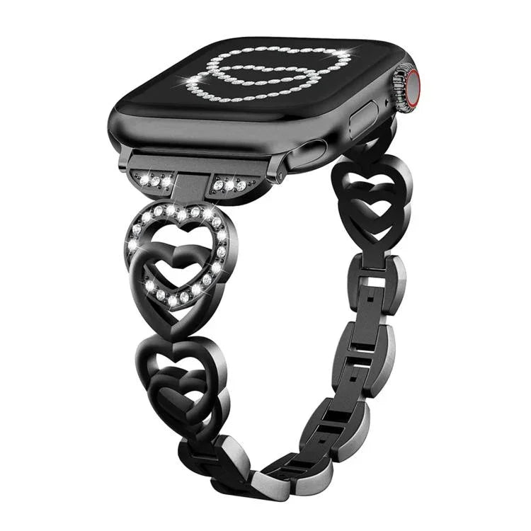 سوار ساعة معدني ماسي بتصميم القلب المزدوج من xDfind، لسلسلة Apple Watch مقاسات 42 / 44 / 45 / 46 / 49مم، لسلسلة Apple Watch مقاسات 38 / 40 / 41 / S10 42مم
