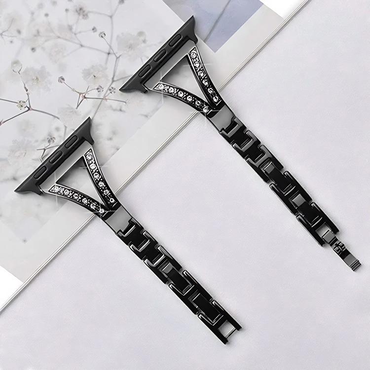 xDfind Herringbone Diamond Stainless Steel Watch Band, For Apple Watch 42 / 44 / 45 / 46 / 49mm, For Apple Watch 38 / 40 / 41 / S10 42mm