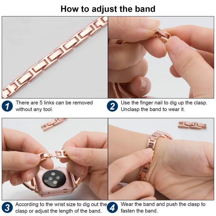 xDfind Herringbone Diamond Stainless Steel Watch Band, For Apple Watch 42 / 44 / 45 / 46 / 49mm, For Apple Watch 38 / 40 / 41 / S10 42mm