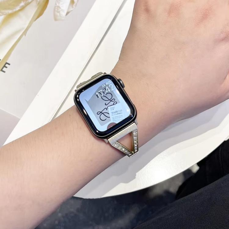 xDfind Herringbone Diamond Stainless Steel Watch Band, For Apple Watch 42 / 44 / 45 / 46 / 49mm, For Apple Watch 38 / 40 / 41 / S10 42mm