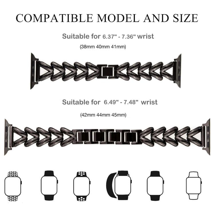 xDfind V-shaped Metal Watch Band, For Apple Watch 42 / 44 / 45 / 46 / 49mm, For Apple Watch 38 / 40 / 41 / S10 42mm