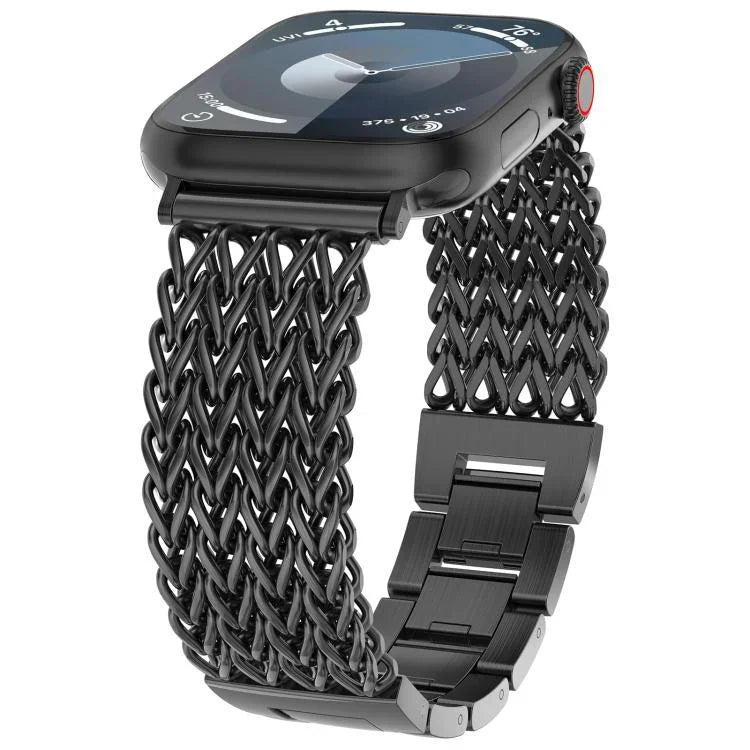 سوار ساعة من الفولاذ المقاوم للصدأ المضفر بنمط عظم السمكة من xDfind، لسلسلة Apple Watch مقاسات 42 / 44 / 45 / 46 / 49مم، لسلسلة Apple Watch مقاسات 38 / 40 / 41 / S10 42مم