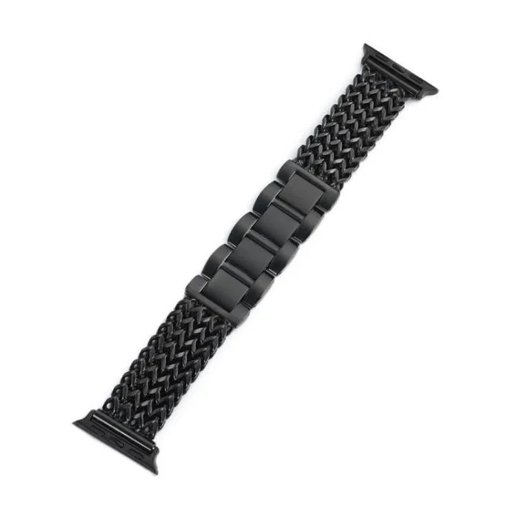 سوار ساعة من الفولاذ المقاوم للصدأ المضفر بنمط عظم السمكة من xDfind، لسلسلة Apple Watch مقاسات 42 / 44 / 45 / 46 / 49مم، لسلسلة Apple Watch مقاسات 38 / 40 / 41 / S10 42مم