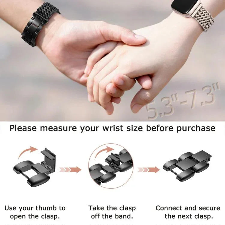سوار ساعة من الفولاذ المقاوم للصدأ المضفر بنمط عظم السمكة من xDfind، لسلسلة Apple Watch مقاسات 42 / 44 / 45 / 46 / 49مم، لسلسلة Apple Watch مقاسات 38 / 40 / 41 / S10 42مم