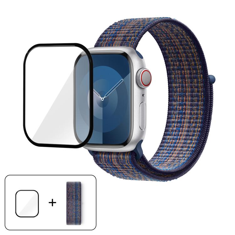 Basic Nylon Loop Watch Band with 3D Curved Film, For Apple Watch Series 10 46mm, For Apple Watch Series 10 42mm, For Apple Watch Series 44mm